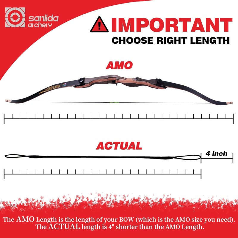 sanlida Archery Noble Recurve Bow String, Standard/Universal Dacron BCY B55 Bowstring Replacement for Recurve Bow, AMO 48"/54"/62"/66"/68"/70",12 Strands - Image 3